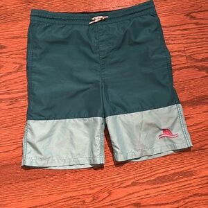 Old Navy boys swim shorts, size xxl 18 turquoise green two tone made in Vietnam